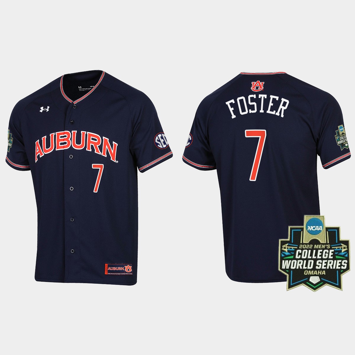 Cole Foster Auburn Tigers 2022 World Series  Jersey - Navy