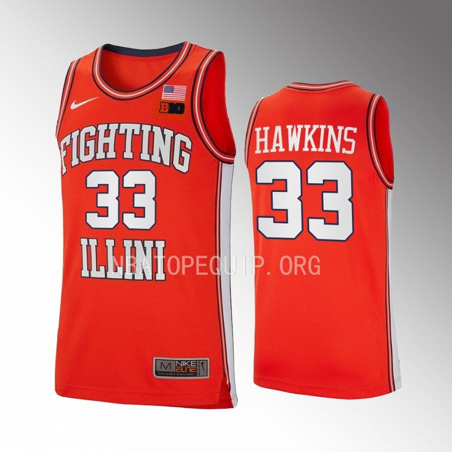 Coleman Hawkins Illinois Fighting Illini Orange Jersey 2022-23 Retro