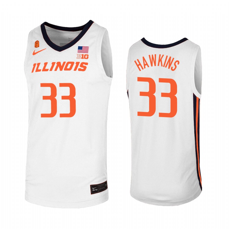 Coleman Hawkins Illinois Fighting Illini White Jersey  College