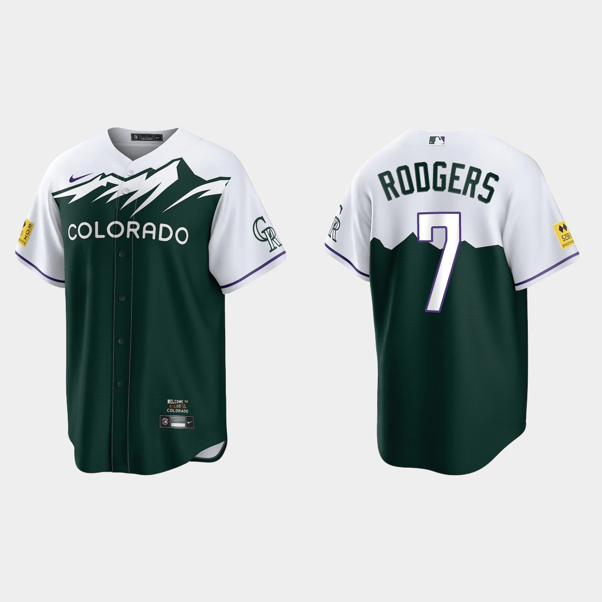 Colorado Rockies Brendan Rodgers 2022 City Connect Jersey - Green