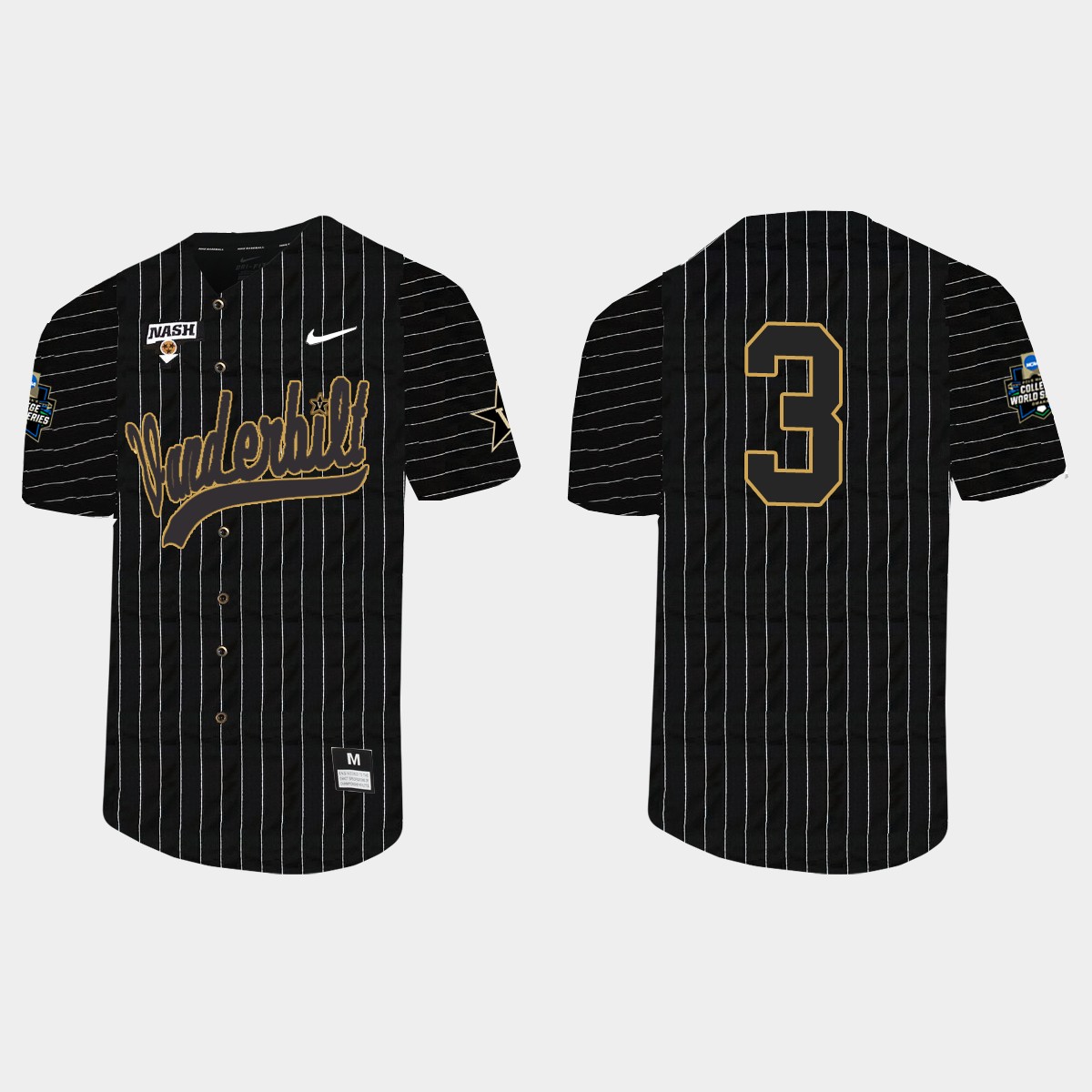 Cooper Davis Vanderbilt Commodores 2021 College World Series Pinstripe  Jersey - Black