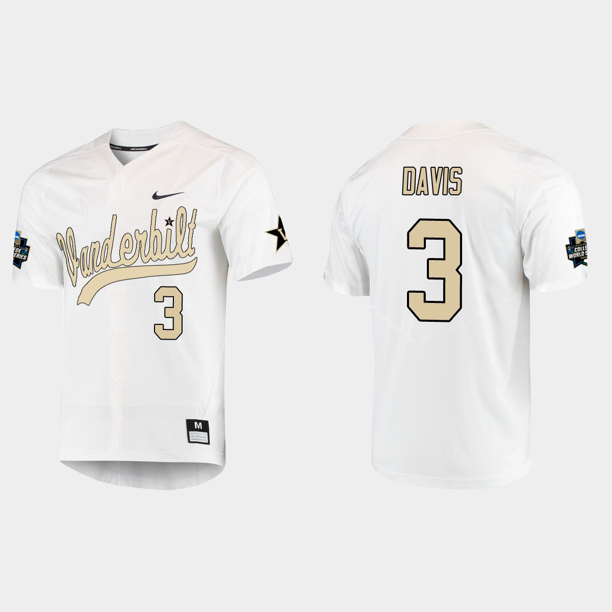Cooper Davis Vanderbilt Commodores College World Series  Jersey - White