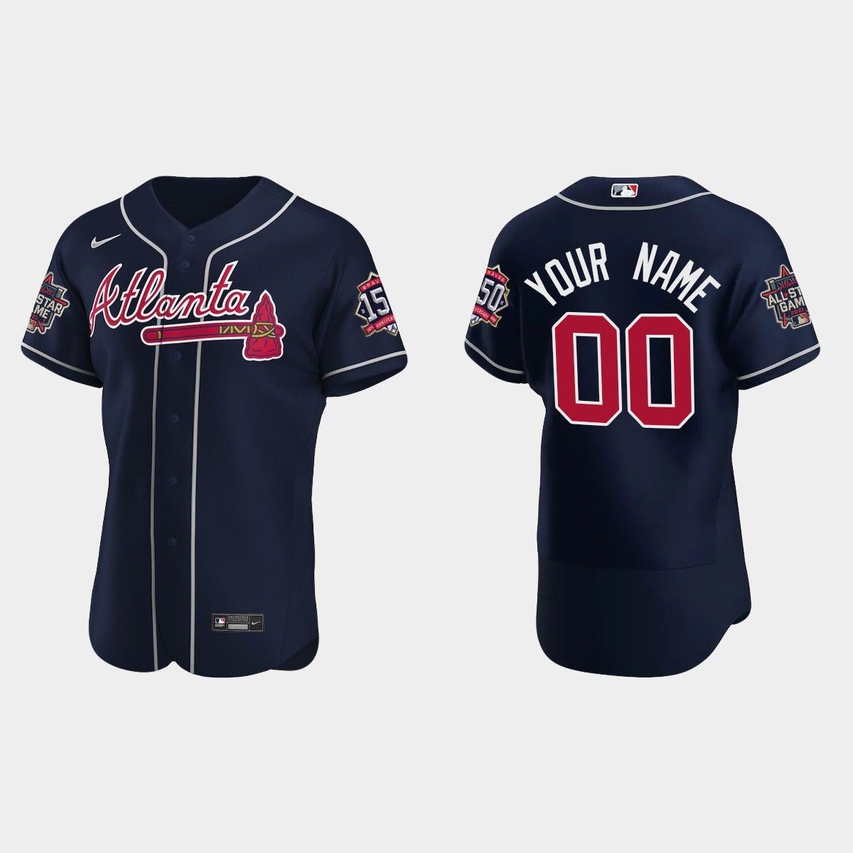 Custom #00 Atlanta Braves Team 2021 MLB All-Star Jersey - Navy