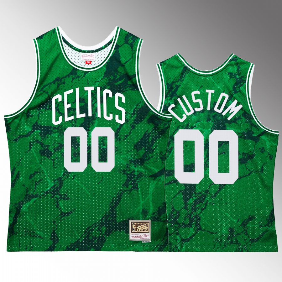 Custom #00 Boston Celtics Marble Swingman Green Hardwood Classics Jersey