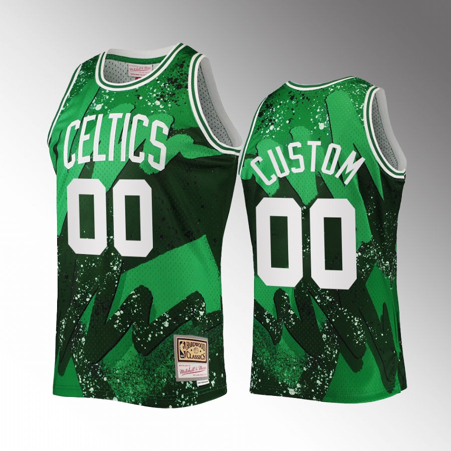 Custom #00 Boston Celtics Retro Tie-Dye Green NBA 75th Jersey