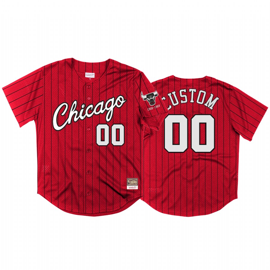 Custom #00 Chicago Bulls Neon World Baseball Jersey Red