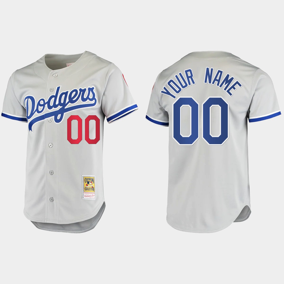 Custom #00 Los Angeles Dodgers Cooperstown Collection Jersey - Gray