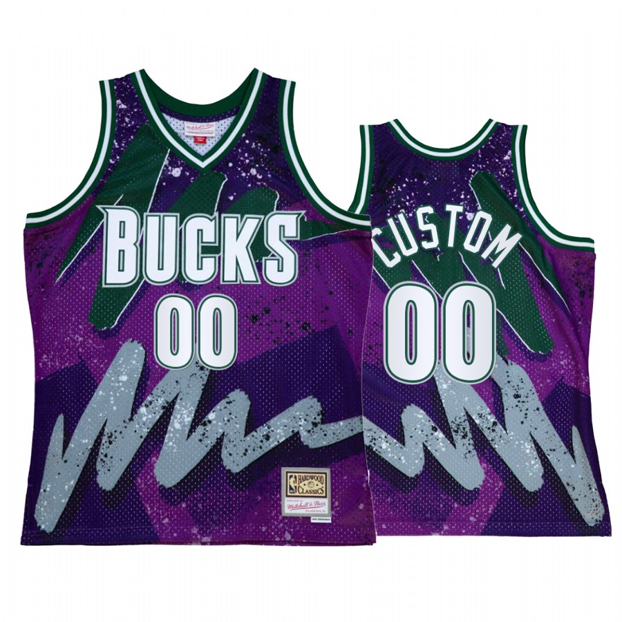 Custom #00 Milwaukee Bucks Hyper Hoop Purple Throwback 90s Jersey