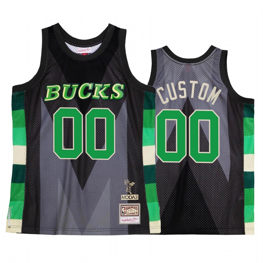 Custom #00 Milwaukee Bucks My Town Moda 3 Jersey Black