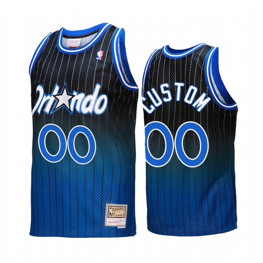 Custom #00 Orlando Magic Fadeaway Royal Black Hardwood Classics Jersey
