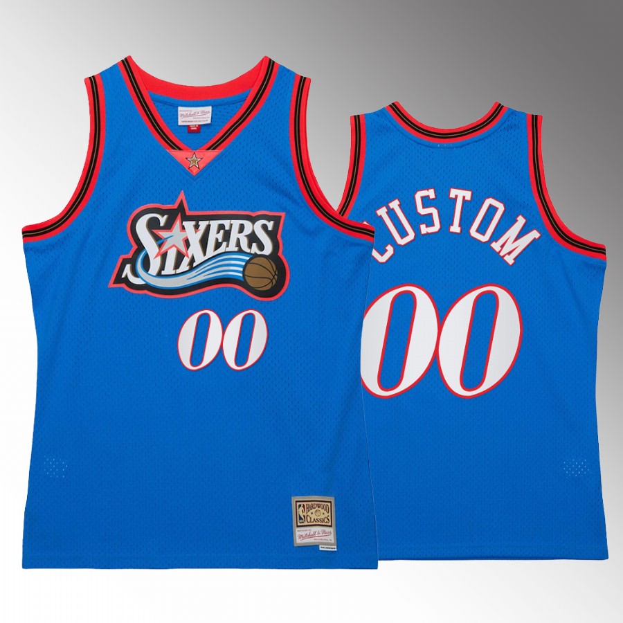 Custom #00 Philadelphia 76ers Neon Tropical Royal Hardwood Classics Jersey