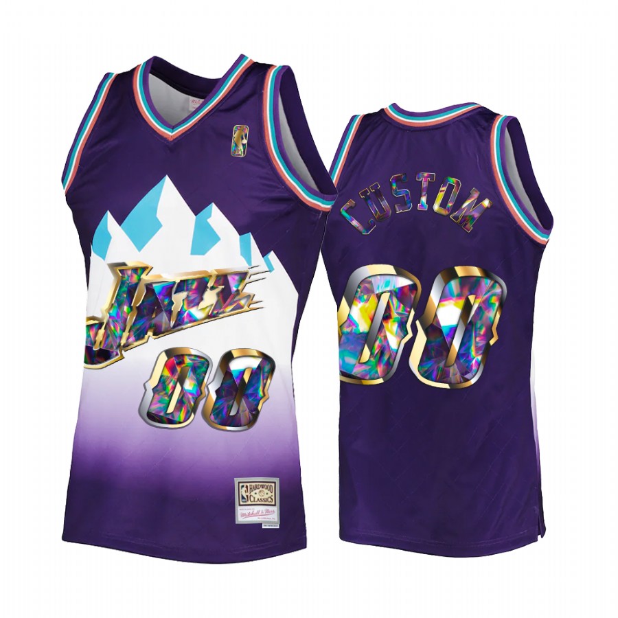 Custom #00 Utah Jazz NBA 75th Anniversary Diamond Jersey Purple