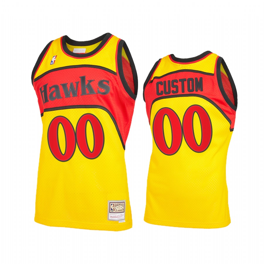 Custom 00 Atlanta Hawks 2021 Reload 2.0 Yellow Jersey Throwback