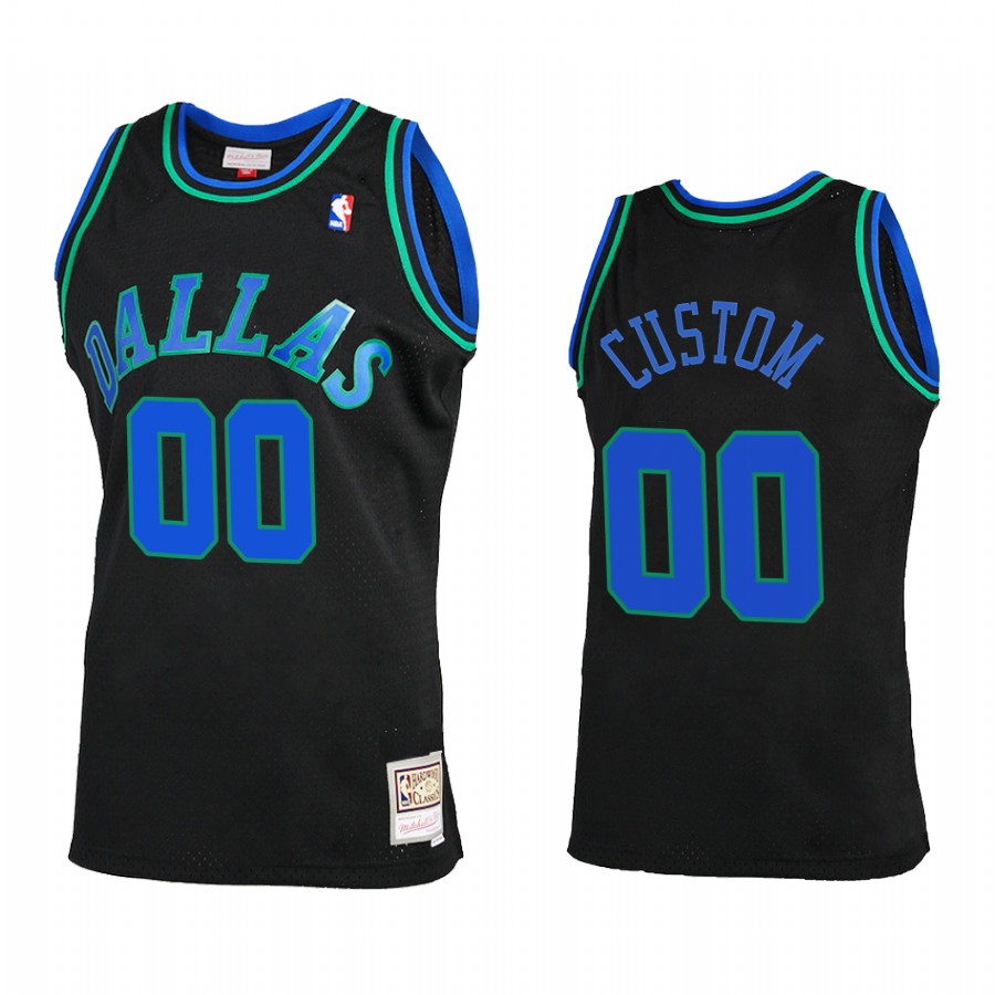 Custom 00 Dallas Mavericks 2021 Reload 2.0 Black Jersey Throwback