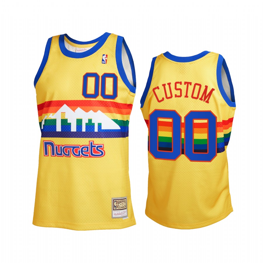 Custom 00 Denver Nuggets 2021 Reload 2.0 Gold Jersey Throwback