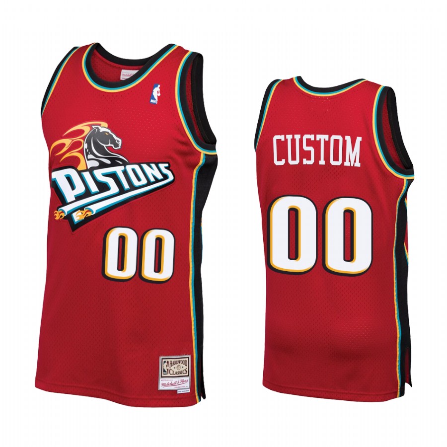 Custom 00 Detroit Pistons Throwback 90s Red Jersey HWC Swingman