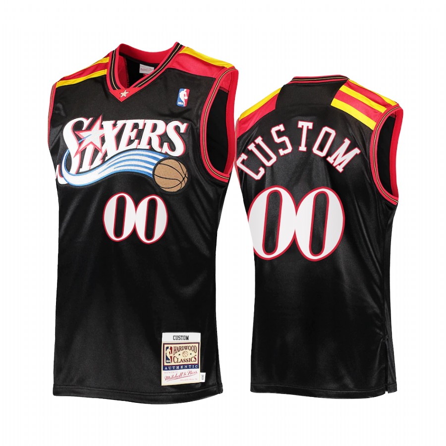 Custom 00 Philadelphia 76ers Commemorative Classic Black Jersey Limited