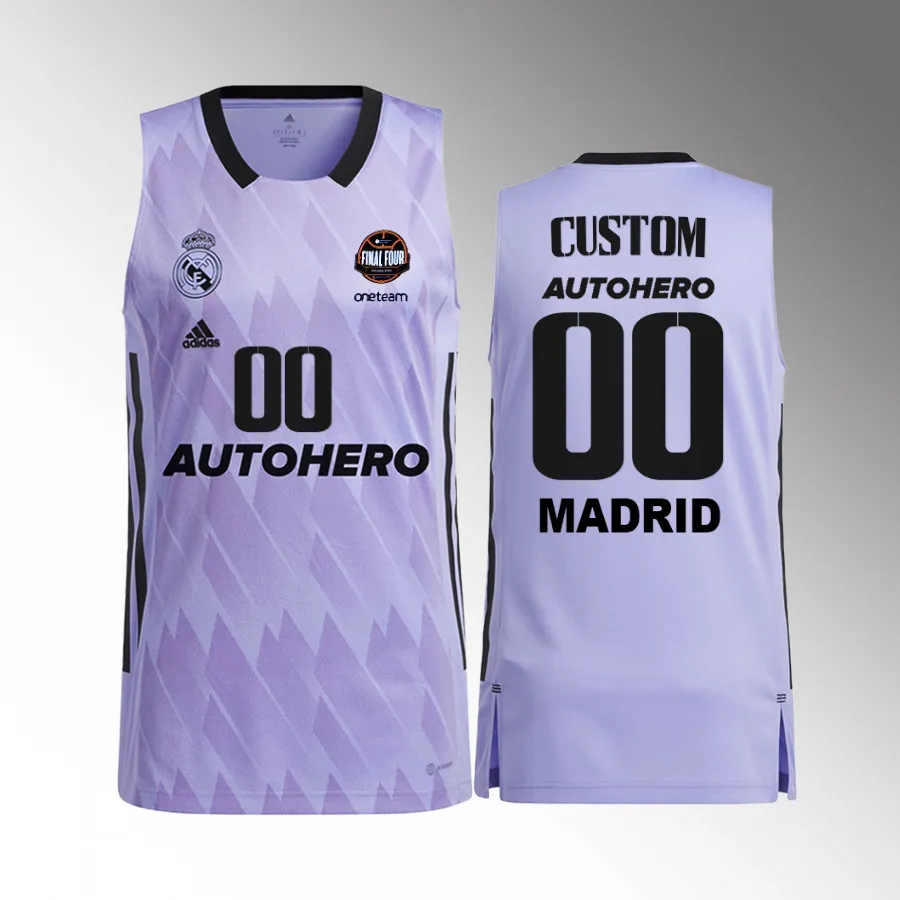 Custom 11th Euroleague Champions Real Madrid  #00 Purple Jersey Away Shirt