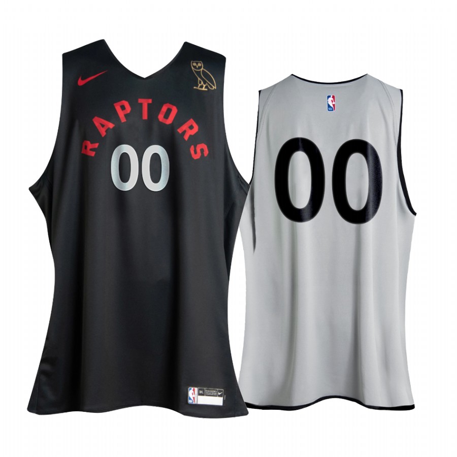 Custom 2020 Raptors x OVO #00 Black White Reversible Jersey