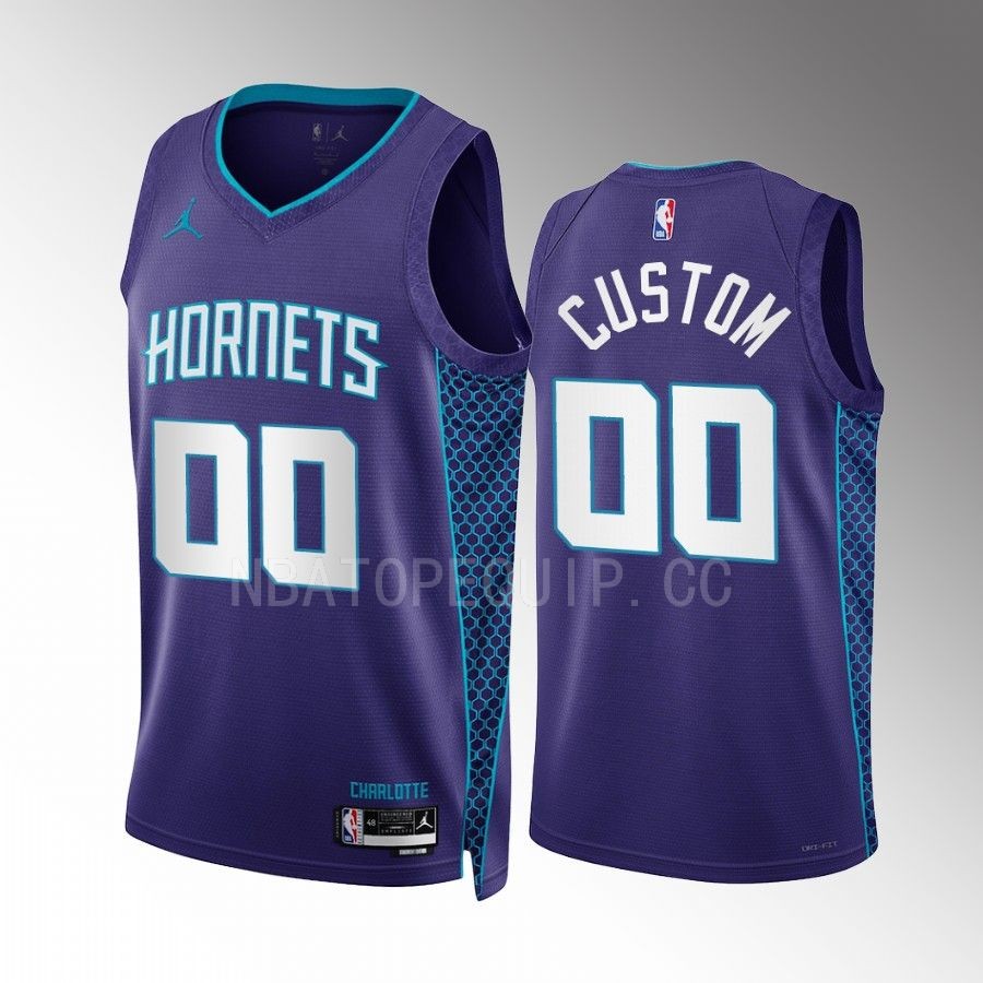 Custom 2022-23 Charlotte Hornets Purple #00 Statement Edition Jersey Swingman