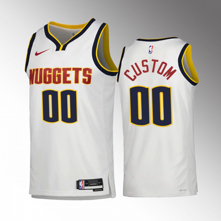 Custom 2022-23 Denver Nuggets White #00 Association Edition Jersey Swingman