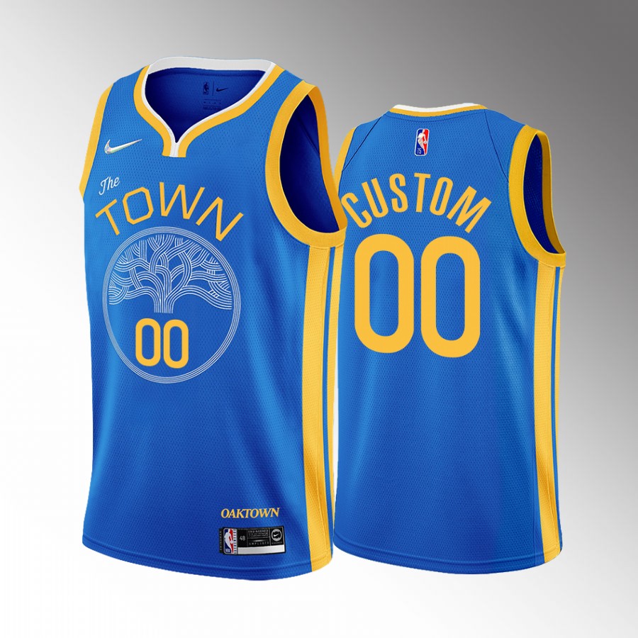 Custom 2022-23 Golden State Warriors Blue #00 Earned Edition Jersey OAK Town