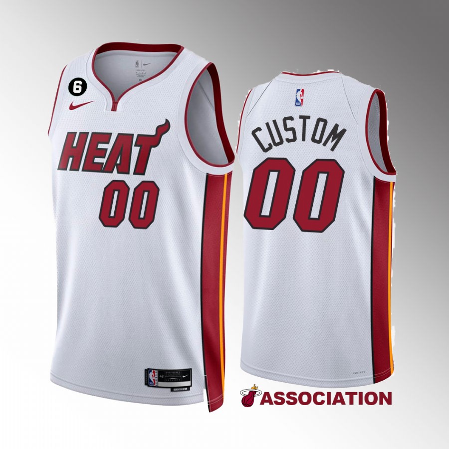 Custom 2022-23 Miami Heat White #00 Association Edition Jersey NO.6 Patch