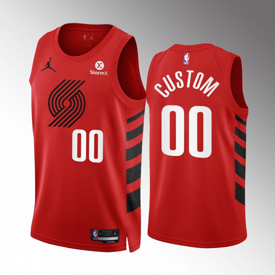 Custom 2022-23 Portland Trail Blazers Red #00 Statement Edition Jersey Swingman