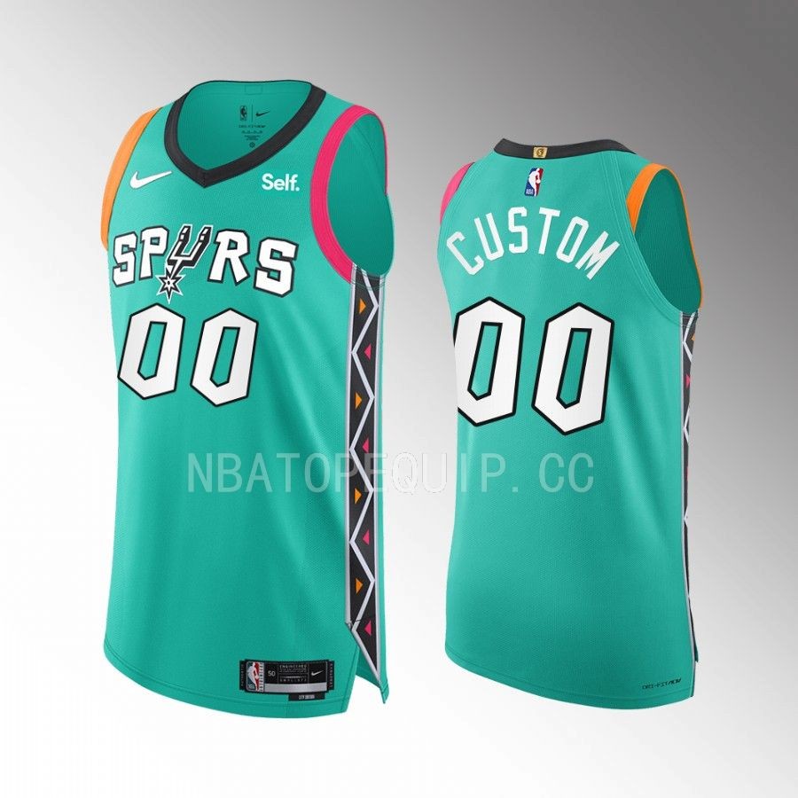 custom 2022-23 San Antonio Spurs #00 City Edition Jersey Teal