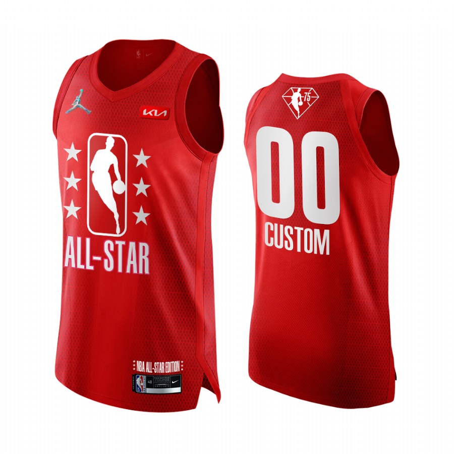 Custom 2022 All-Star Cleveland Jersey Grey Red NBA 75th Uniform