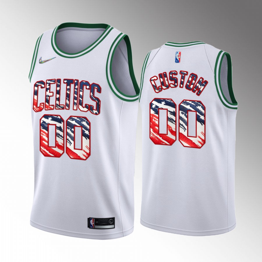 Custom 2022 Independence Day Boston Celtics #00 White Jersey America