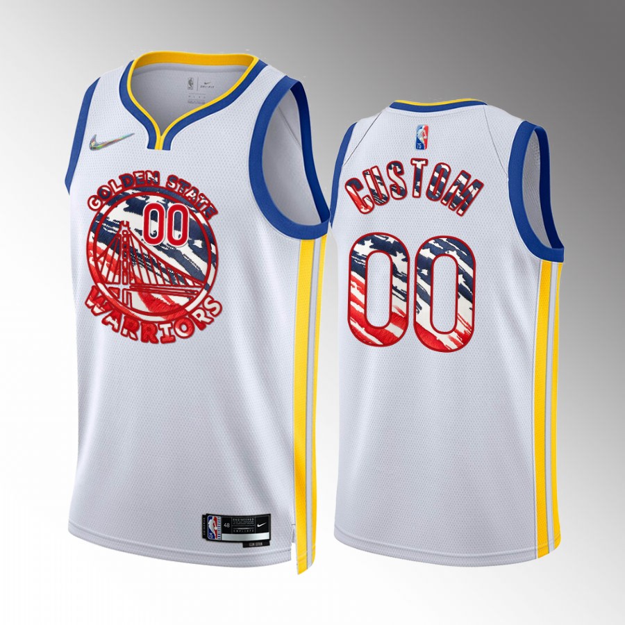 Custom 2022 Independence Day Golden State Warriors #00 White Jersey America