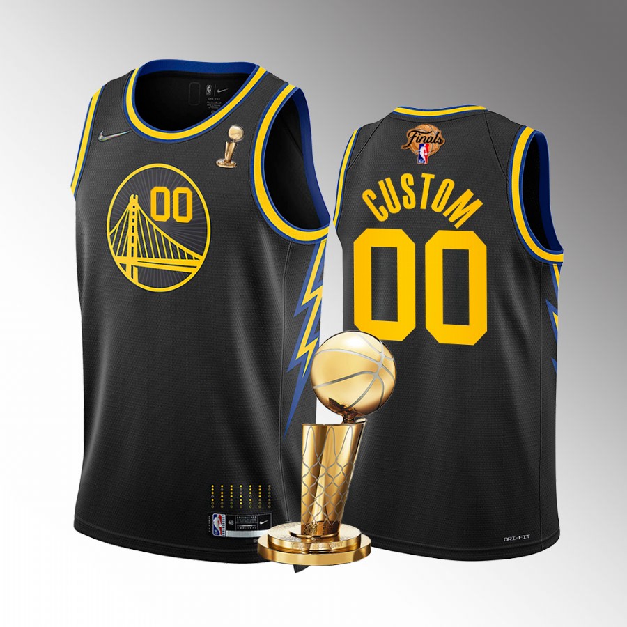 Custom 2022 NBA Finals Champions Golden State Warriors Black #00 Jersey City
