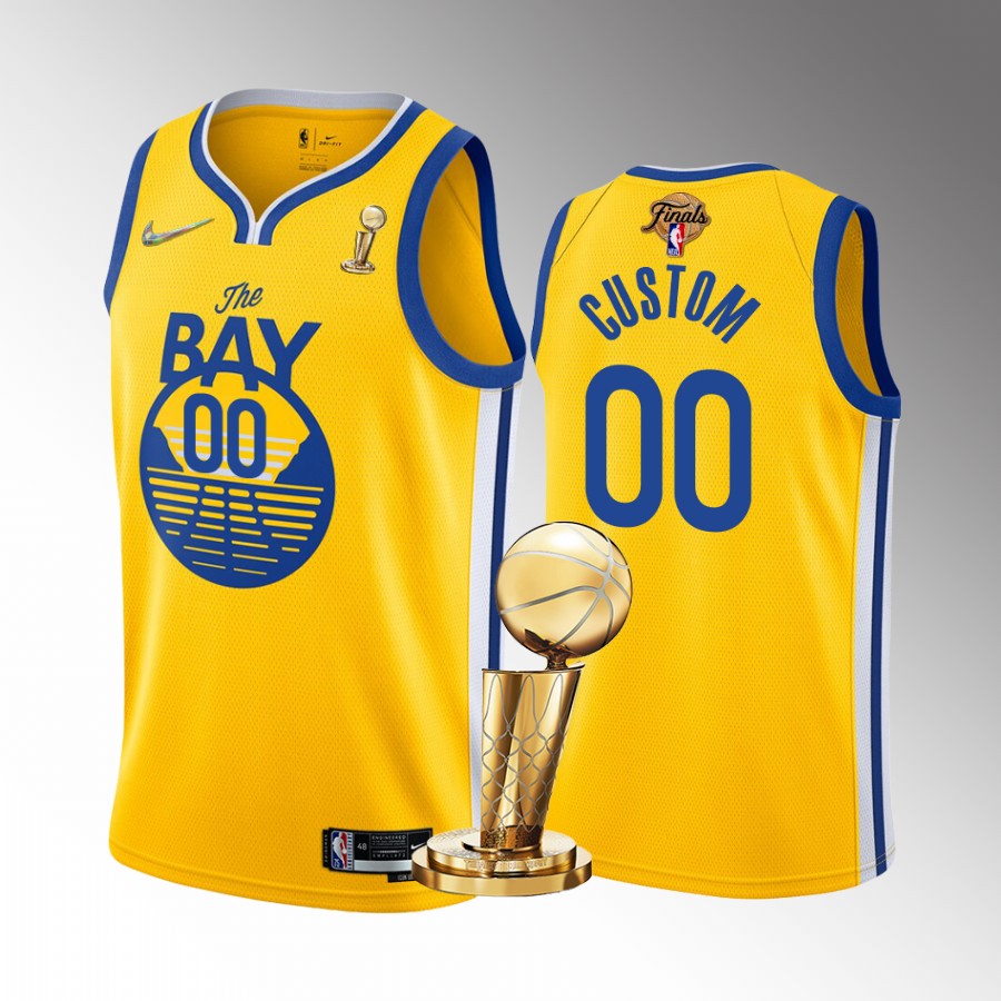 Custom 2022 NBA Finals Champions Golden State Warriors Gold #00 Jersey Statement