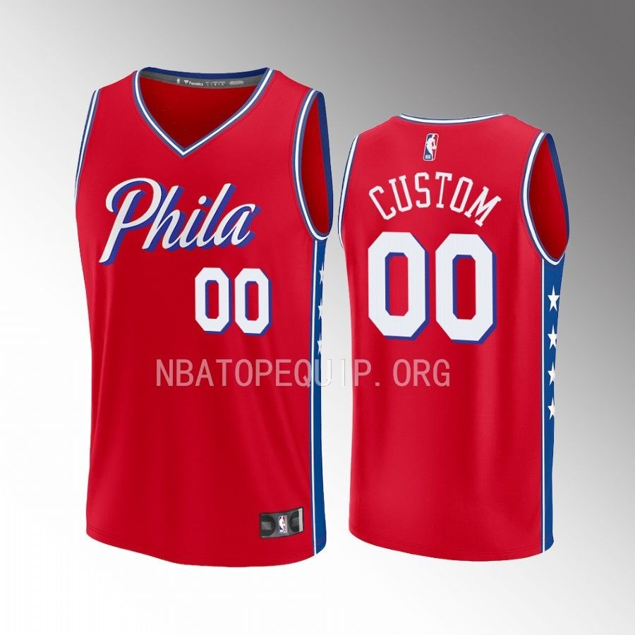 Custom 76ers #00 Red Jersey Fast Break Fast Break Player 2022-23 Statement Edition