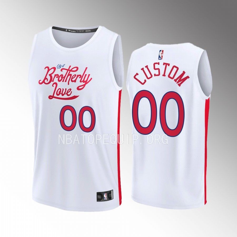 Custom 76ers #00 White Jersey Fast Break Fastbreak 2022-23 City Edition