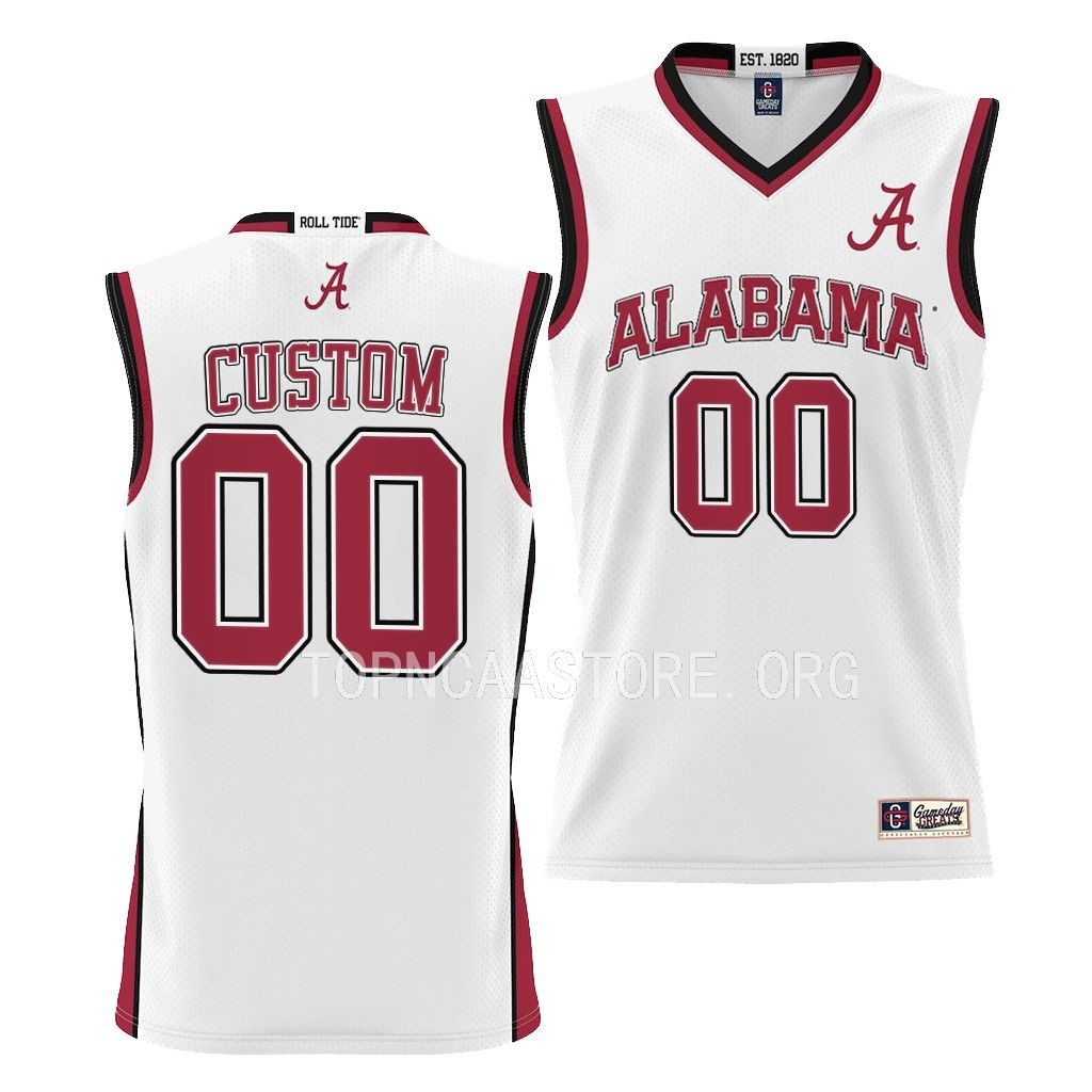 Custom Alabama Crimson Tide White College Basketball Youth Jersey