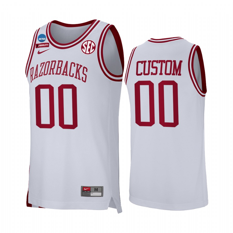Custom Arkansas Razorbacks White Jersey 2022 NCAA March Madness Retro