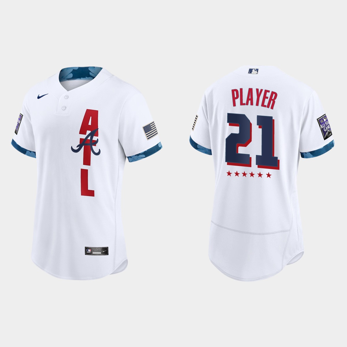 Custom Atlanta Braves 2021 MLB All-Star Game Jersey - White