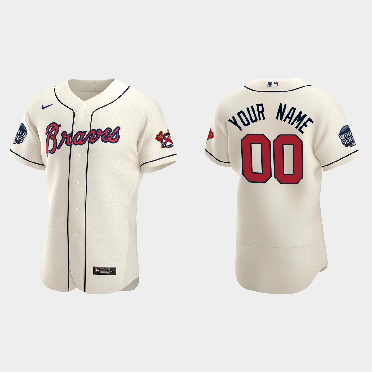 Custom Atlanta Braves 2021 World Series Jersey - Cream
