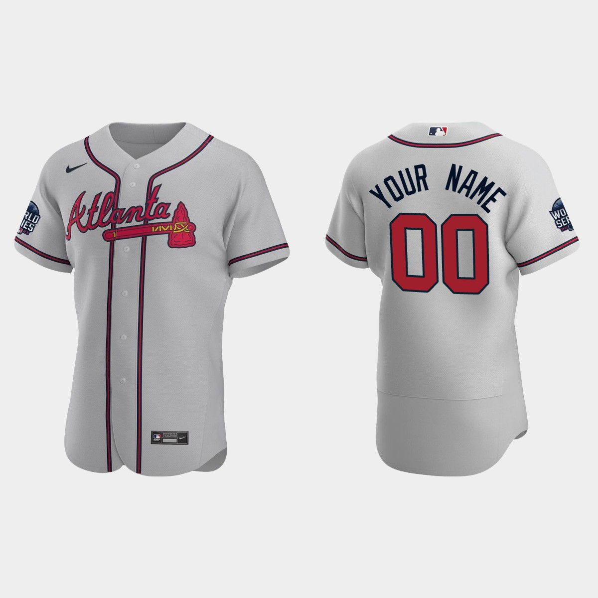 Custom Atlanta Braves 2021 World Series Jersey - Gray