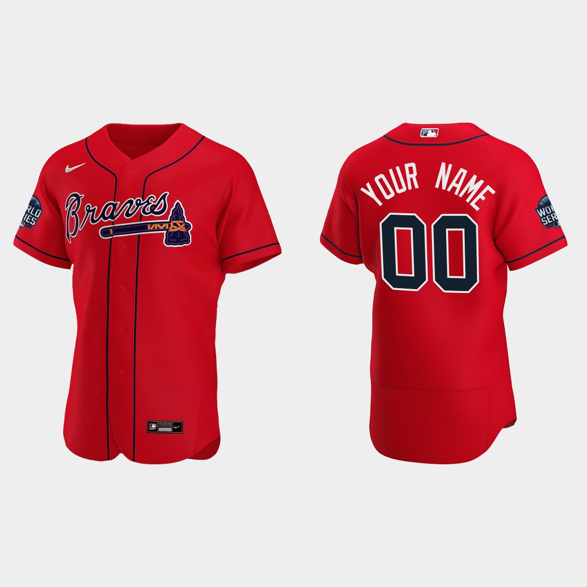 Custom Atlanta Braves 2021 World Series Jersey - Red