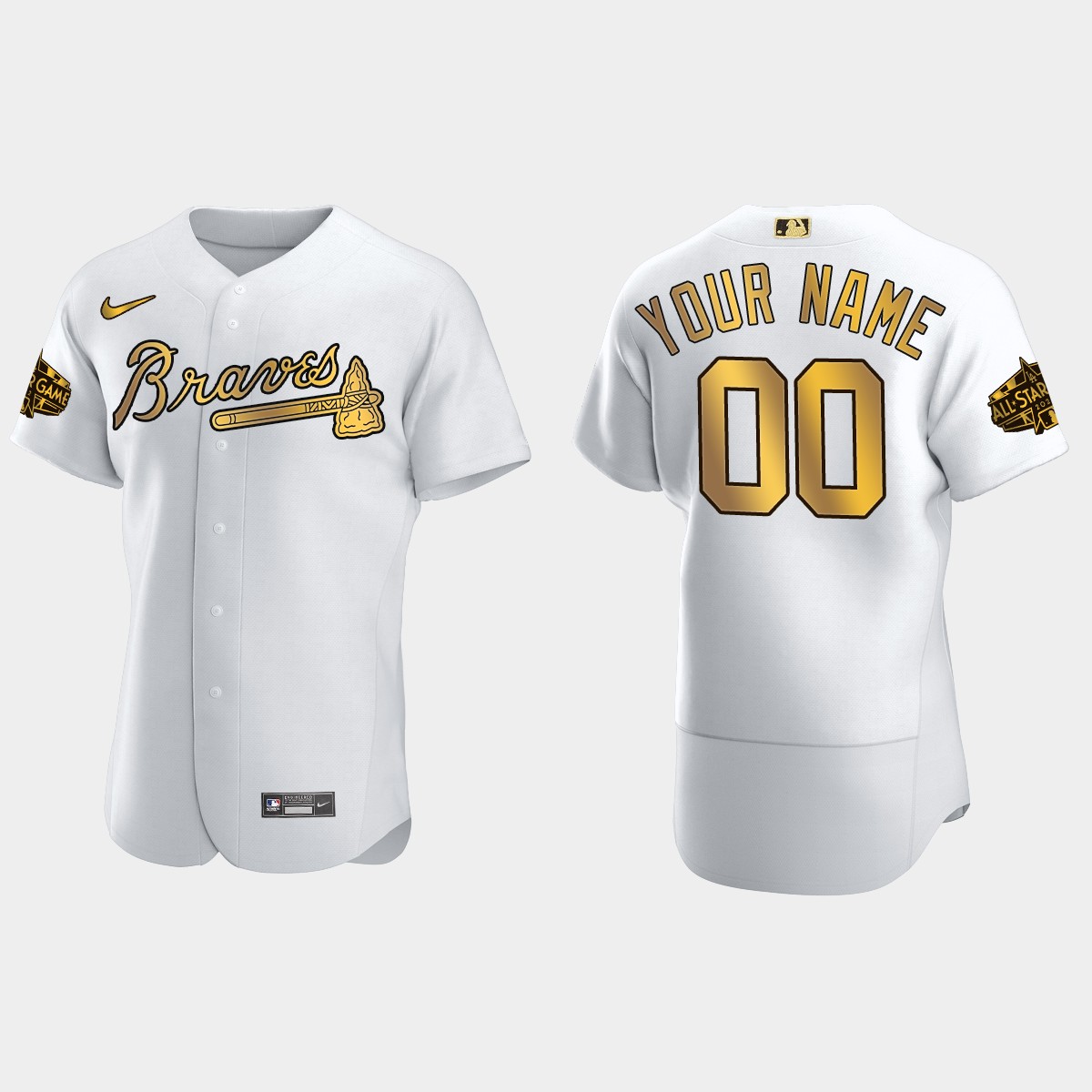 Custom Atlanta Braves 2022 MLB All-Star Game Jersey - White Gold
