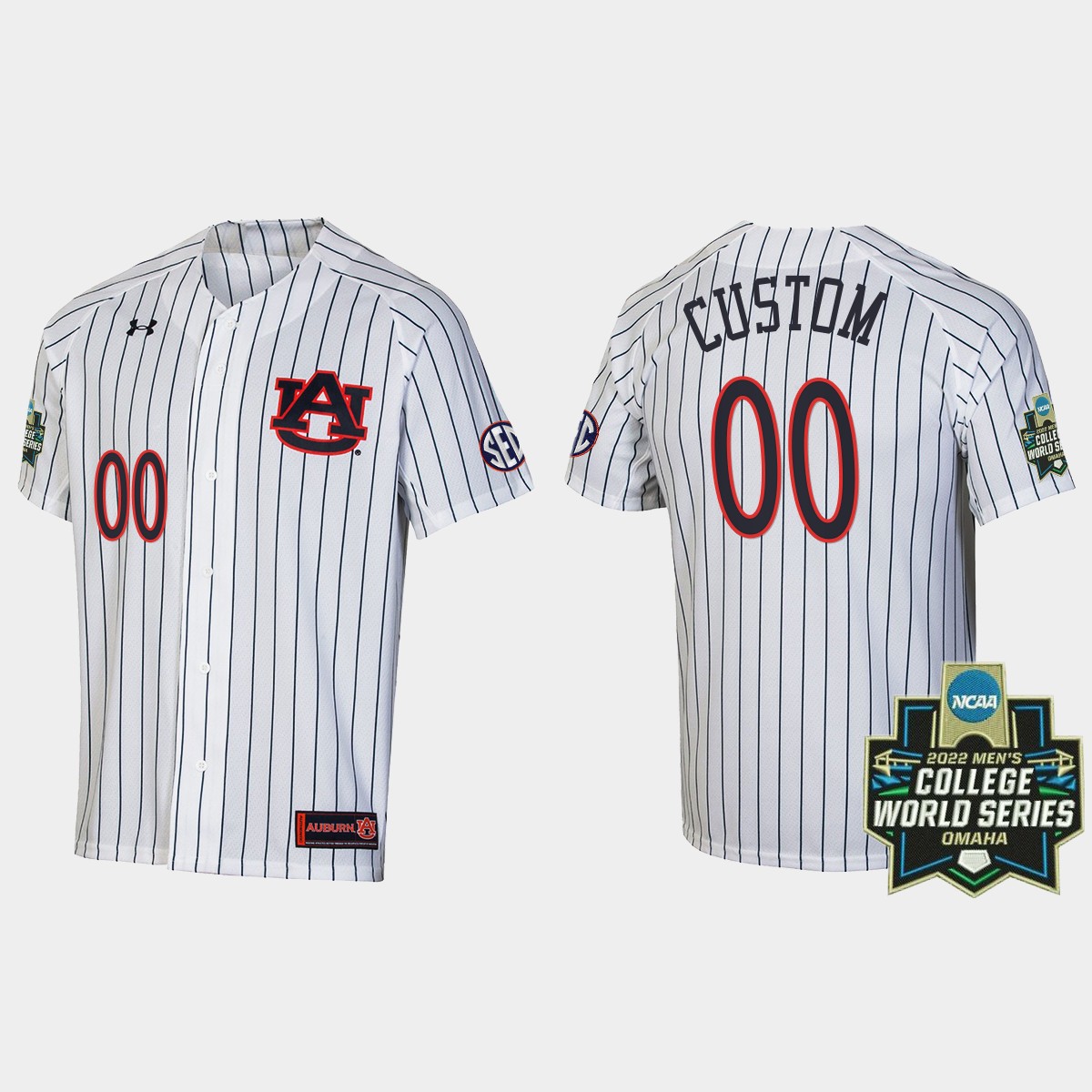 Custom Auburn Tigers 2022 World Series Stripes Jersey - White