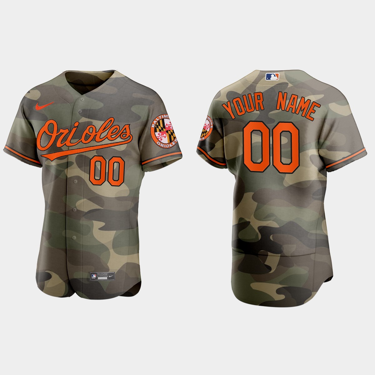 Custom Baltimore Orioles 2021 National Armed Forces Day Jersey - Camo