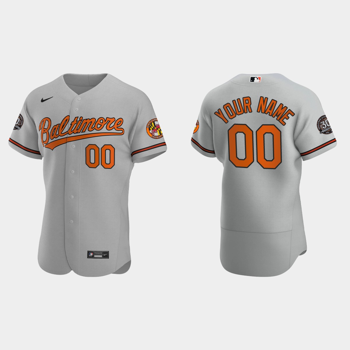 Custom Baltimore Orioles 30th Anniversary Jersey - Gray