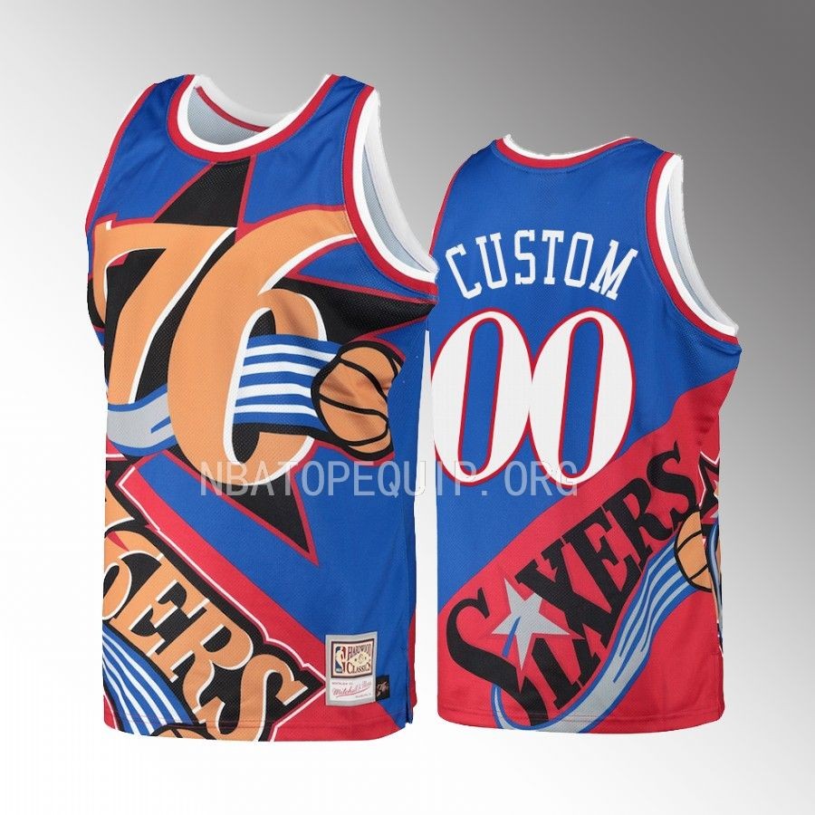 Custom Big Face 5.0 Philadelphia 76ers Jersey Fashion Tank Blue Men's jersey