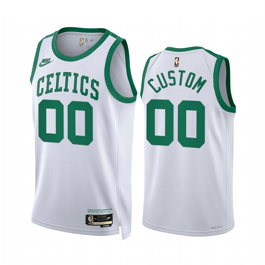 custom Boston Celtics 2021-22 Classic Edition White #00 Jersey Year Zero