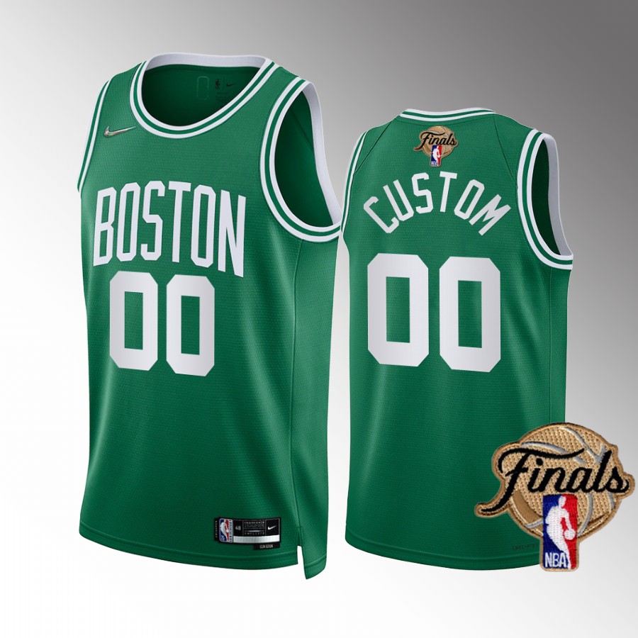 Custom Boston Celtics 2022 NBA Finals Jersey Green #00 Icon vs Dub