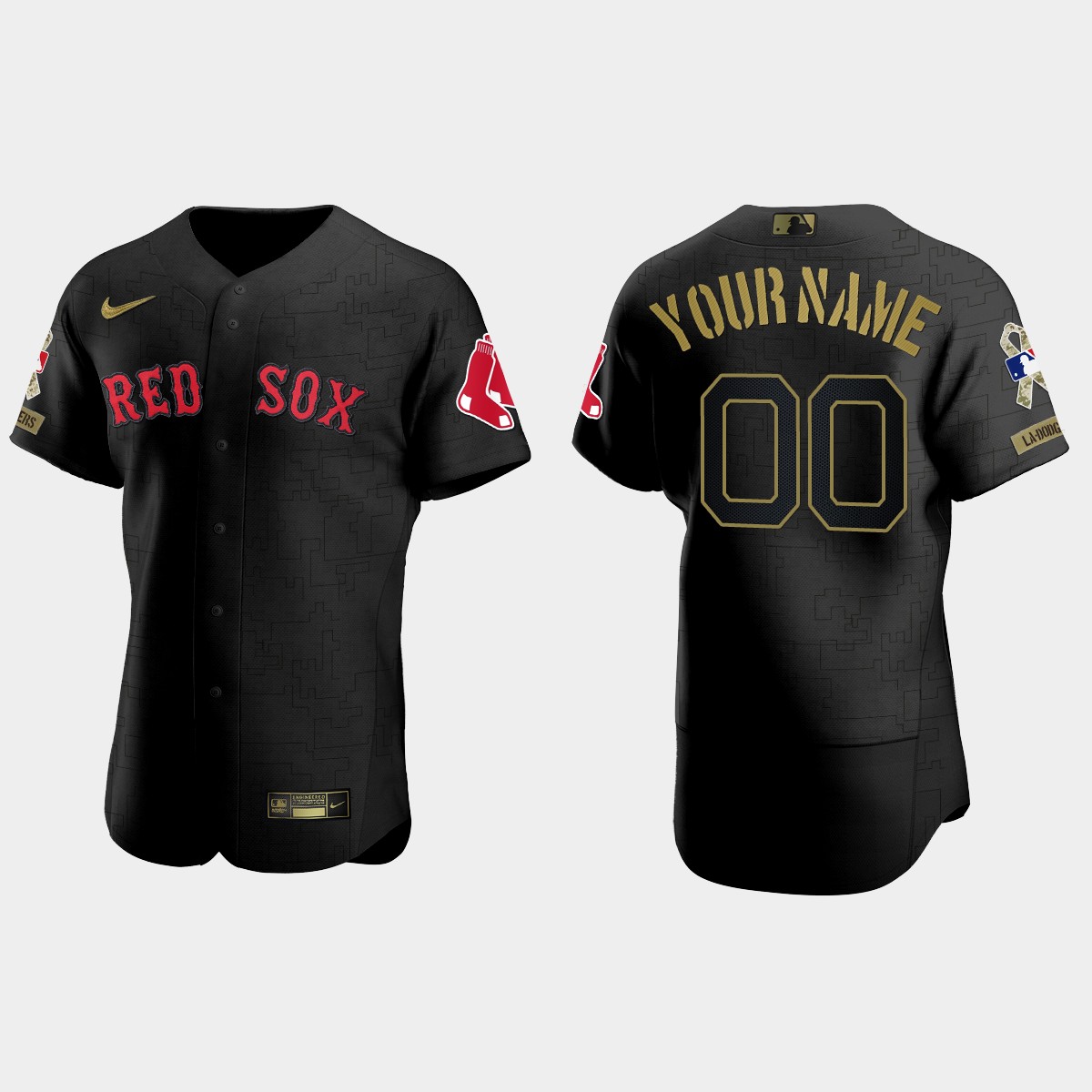 Custom Boston Red Sox 2021 Salute to Service Jersey - All Black